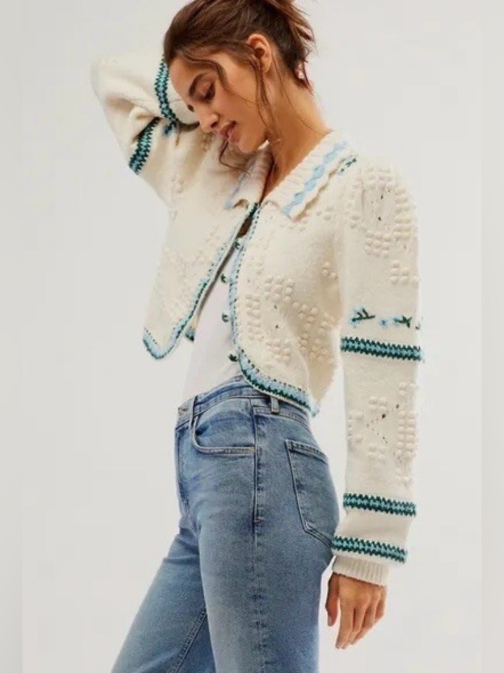 NWT - Free People Bali “Audrey” Cardi in Ivory Combo
